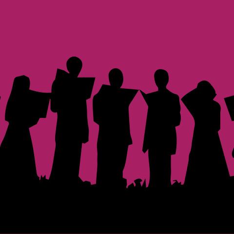 Silhouette of people singing
