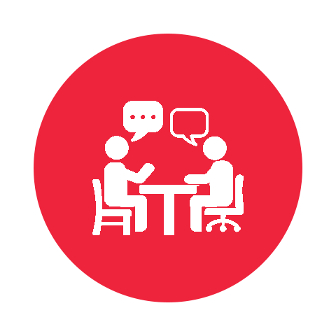 Icon depicting two people working together