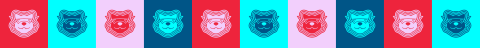 Alternating red and blue squares with Mingus face